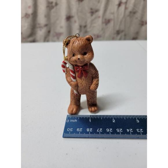 Vtg Standing Bear w Candy Cane & another Sitting w Rocking Horse Xmas ornament - Picture 4 of 4